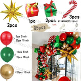 Triogift Christmas Balloon Set Candy Cane Aluminum Red Green Christmas Tree New Year Party Balloon Chain Arch Decoration Supplies Gifts