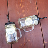 Triogift  -  450ml Mason Jar Mugs with Handles Old Fashioned Glass Bottle Juice Drink Clear Glass Water Bottle With Cover Straw Drinkware Cup