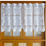 Triogift  1PC White Lace Peacock Jacquard Sheer Curtain for Small Window Voile Drape Kitchen Home Decoration Cafe #E