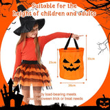 Triogift LED Light Halloween Trick or Treat Bucket Pumpkin Candy Bags Collapsible Halloween Basket for Thanksgiving Party Gift Basket