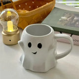 Triogift Cute Ghost Water Cup Creative Ceramic Mug Afternoon Tea Coffee Cup Breakfast Milk Cup Household Drinking Set Halloween Gift