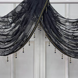 Triogift 1PC Black Ripple Swags Valance for Living Room Bay Window Lace Sheer Drape Curtain Head Study Hotel Home Decoration