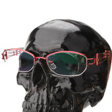 Triogift  Resin Back Skull Decoration Helmet Glasses Bracket Black Skull with Spine Table Decoration Figurines & Miniatures Crafts