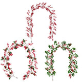 Triogift  Christmas Garlands Pine Cone  Wreath With Red Berry Poinsettia Flowers Vine for Xmas New Year Home Fireplace Wall Decorations