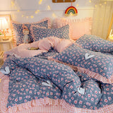 Triogift Floral Style Bedsheet Set Ruffles Duvet Cover Sets with Pillowcase постельное белье Skin-friendly Bedding Home Bed Linen Sets