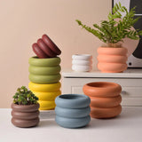 Triogift Creative Round Flower Pot Succulent Pot Ceramics Planter Home Decor Desktop Ornaments Garden Decoration Bonsai Plant Pot