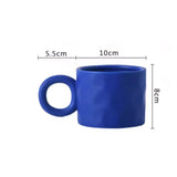 Triogift  -  Nordic Handmade Cup Ceramic Coffee Mug Creative Ink Splashing Couple Niche Design Office Coffee Cups Handle Blue Ceramic Mugs