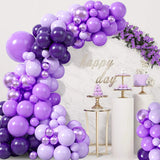 Triogift Purple Gold Balloon Garland Arch Kit Birthday Party Decor Girl Baby Shower Latex Ballon Chain Wedding Party Decorations