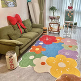 Triogift Bedroom Home Carpet Large Area Colorful Living Room Flower Thickened Decoration Rug