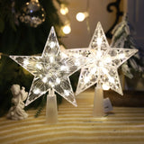 Triogift Christmas Tree Ornaments Top Stars LED Light Lamp Christmas Decorations for Home Xmas Trees New Year 2025 Navidad Natal Noel