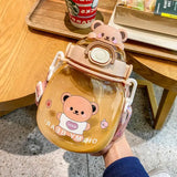 Triogift  -  Cute Water Bottle For Girl Kid Large Capacity Mug Outdoor Sport Drinking Kettle Portable Kawaii Bear Cup 1.3L Tumbler With Straw