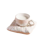 Triogift  - Creative Ceramic Coffee Cup Saucer Pillow Bag Breakfast Fruit Dessert Plate Oatmeal Milk Mug European Afternoon Tea Tea Cup Gift