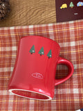 Triogift  -  Creative Red Christmas Tree Graffiti Waisted Ceramic Mug Simple Handle Niche Design Household Heat-resistant Coffee Cup