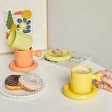 Triogift   -  Ceramic Mug with Saucer Home Decoration Cute Creative Combination Breakfast Cup Coffee Cup Coffee Mugs with Tray