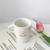 Triogift  -  Ins Korean-style Ceramic Mug Cartoon Bear Breakfast Milk Cup Large Capacity Cute Simple Household Water Cup