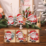 Triogift 9pcs Wooden Santa Claus Pendant Merry Christmas Decorations for Home Navidad Elk snowman Ornaments Xmas Tree Decor Noel New year