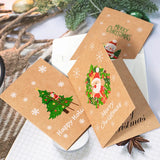 Triogift 6/12pcs Vintage Merry Christmas Holiday Greeting Cards Kraft paper Gift Card with Envelope Sticker New Year Xmas Folding Card