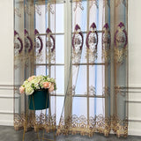 Triogift Europe Luxury Light Embroidery Floral Sheer Curtain for Living Room Voile Drape Villa Window Treatment Custom