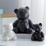 Triogift  Modern Simple Ceramic Decoration Geometric Bear Handicraft Model Room European Living Room Wine Cabinet Animal Soft Decorations