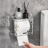 Triogift  Suction Cup Toilet Tissue Box Wall-Mounted Toilet Roll Paper Holder Waterproof Punch-Free Tissue Box Bathroom Accessories