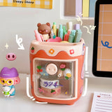 Triogift Kawaii Pen Holder Desk Organizer Large Capacity Pencil Storage Box Cartoon School Office Stationery Supplies Pens Brush Stand