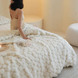 Triogift  Luxury room decor winter blanket double layer Microfiber Blankets Alpaca fox fur Bedspread on the bed Plaid Plush Sofa Blankets