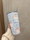 Triogift  -  Kawaii Cat Thermos Cups Tumbler For Hot Cold Coffee Tea Cute 550ml Sainless Steel With Straw Insulated Thermal Cup Water Bottle