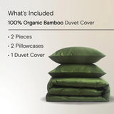 Triogift 100% organic bamboo duvet cover set, 1 duvet cover and 2 pillowcases, buttery soft and cool, silky breathable forest bed set