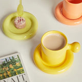 Triogift   -  Ceramic Mug with Saucer Home Decoration Cute Creative Combination Breakfast Cup Coffee Cup Coffee Mugs with Tray