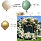 Triogift Jungle Safari Green Balloon Garland Arch Kit Kids Birthday Party Supplies Deer Pattern Gold Latex Ballons Baby Shower Decoration