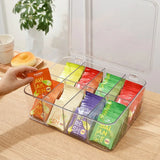 Triogift Plastic Tea Bag Storage Box Stackable Transparent with Lid Storage Container Acrylic Organizer Coffee