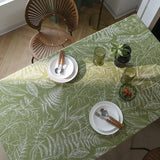 Triogift Table Cloth Green Leaf Sketching Dining Table Cover Print Fabric Art Rectangle Sage Green Non-fading Strong Abrasion Resistance