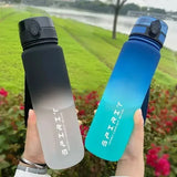 Triogift  -  1 Liter Large Capacity Sports Water Bottle Leak Proof Colorful Plastic Cup Drinking Outdoor Travel Portable Gym Fitness Jugs