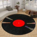 Triogift Black Interesting Living Room Large Area Round Carpets Bedroom CD Decoration Bedside Carpet Comfortable Plush Cloakroom Rugs