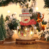 Triogift  LED Luminous Santa Claus Snowman Wooden Ornament Christmas Decorations Xmas Desktop Glowing Gift Home Decoration Party Supplies