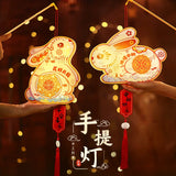 Triogift  Mid-Autumn Festival Gift Lantern Diy Material Bag Luminous Portable Lamp National Tide Cartoon Rabbit Lantern Night Market