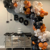 Triogift 156Pcs Halloween Balloons Garland Kit Pumpkin Foil Ballon Double Stuffed Balloons Arch Kit 3D Scary Bat Decor Globos Decorations