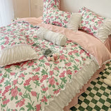 Triogift  Korean Princess Style Summer Bedding Set Simple Quilt Set