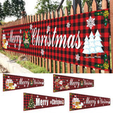 Triogift  Large Merry Christmas Banner Red Plaid Yard Christmas Banner Christmas Decorations for Outdoor Indoor Xmas Party Decor 296x48cm