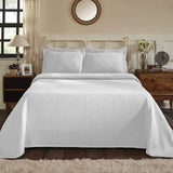 Triogift  Jacquard Matelasse Fleur De Lis 100% Cotton Medallion 3-Piece Bedspread Set - Queen Comforter Sets White Freight Free Bed Linen