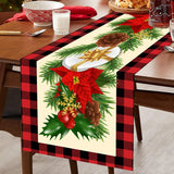 Triogift Merry Christmas Red Black Grid Snowflake Table Runner Christmas Decoration For Home  Navidad Natal Xmas Tablecloth New Year