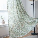 Triogift 1PC Rustic Green Leaves Curtain for Living Room Printed Window Drape Kitchen Semi-Shading Home Decoration