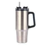 Triogift  -  1pc 40oz Straw Tumbler Reusable Vacuum Tumbler With Straw Insulated Double Wall Stainless Steel Handle Vacuum Flask Handy Cup