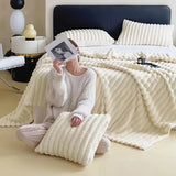 Triogift Blanket New Artificial Rabbit Plush Autumn Comfortable Warm Blankets for Beds Soft Coral Fleece Sofa Throw Thicken Bed Sheet