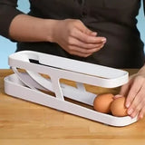 Triogift Automatic Scrolling Egg Rack Holder Storage Box Egg Basket Container Organizer Rolldown Refrigerator Egg Dispenser For Kitchen