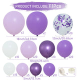 Triogift Purple Balloons Garland Arch Kit Birthday Party Decoration Kids Wedding Birthday Party Supplies Baby Shower Decor Latex Ballon