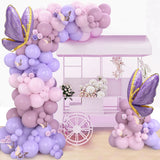 Triogift Macaron Pink Purple Butterfly Balloons Garland Arch Kit Butterfly Birthday Party Decor Kids Baby Shower Wedding Decor Globos