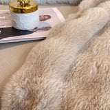 Triogift  luxury faux fur Blanket double-sided fluffy bubble Fleece bed Plaid sofa blankets plush sofa cover bedspreads for double bed