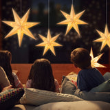 Triogift 35/43/58cm Hollow Out Star Window Grille Home Bedroom Night Light Paper Lampshade Garden Hanging Pendant Wedding Ramadan Decor