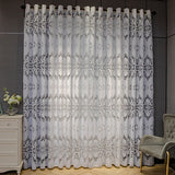 Triogift  European Luxury Palace Jacquard Curtain for Living Room Bedroom White Geometric Hollowed Sheer Drape Window Treatment Custom #E